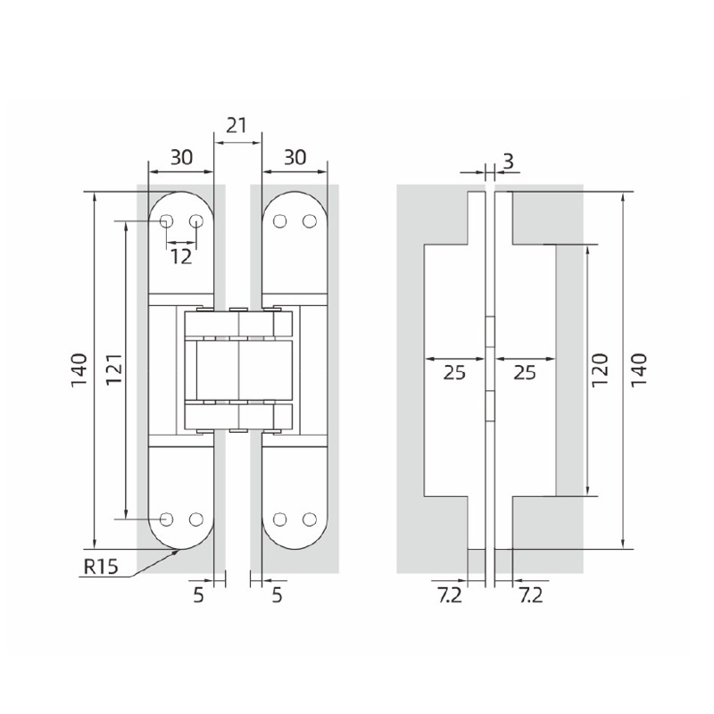 Bisagra ajustable tridimensional-60KG